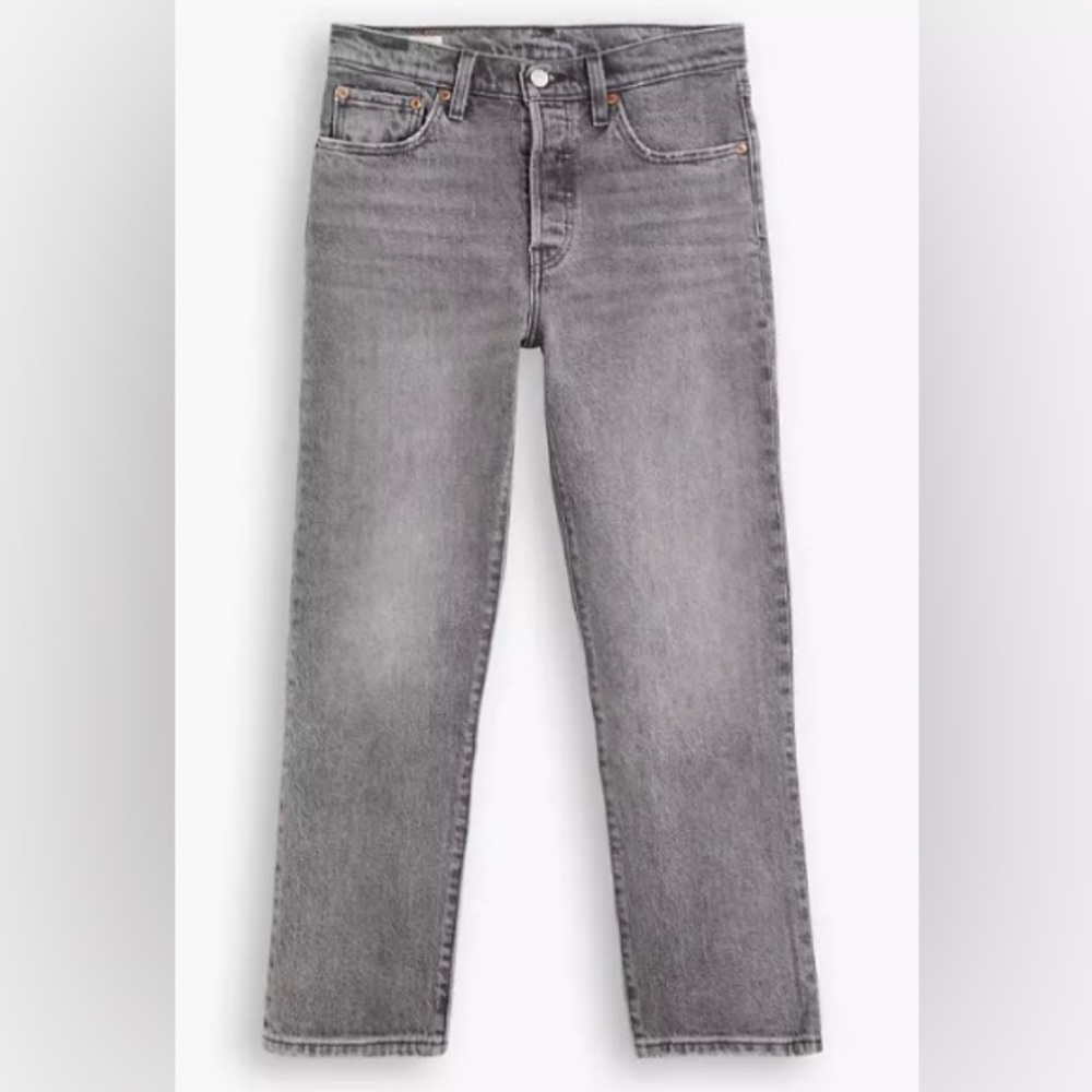 Levi 501 original denim cropped women’s jeans in black/gray wash W26 L28